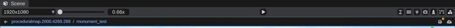 The monument bar over the scene view, with the unsaved dot on the save button